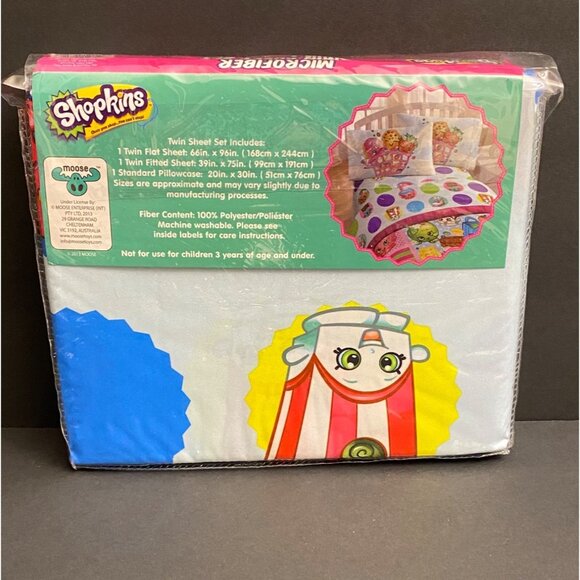 Shopkins Microfiber Fun Colorful Toy Girl Adult Fan Twin Sheet Set of 3 bedsheet - Picture 5 of 6